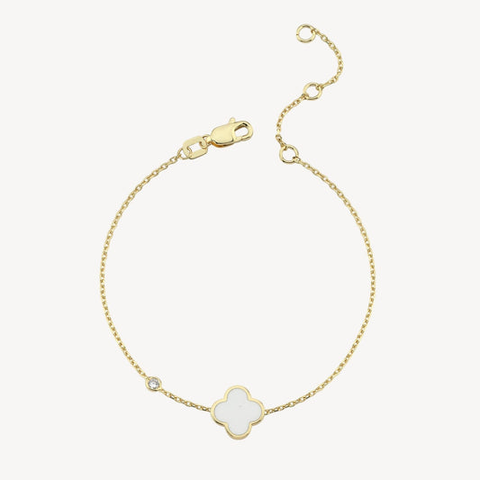 White Enamel Clover Bracelet