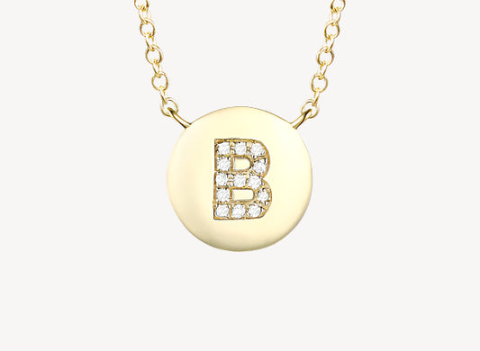 Circle Initial Necklace - B