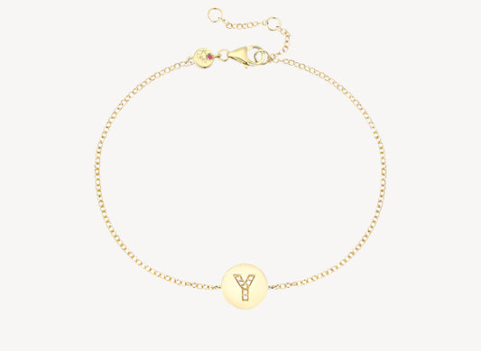 Circle Initial Bracelet - Y