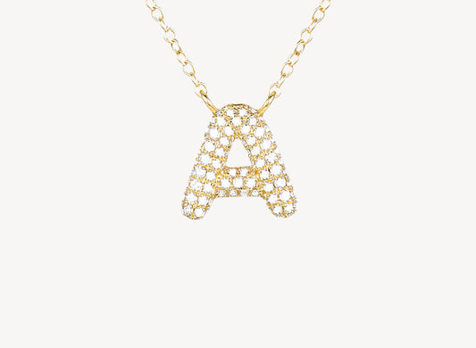 Pave Bubble Letter Necklace - A