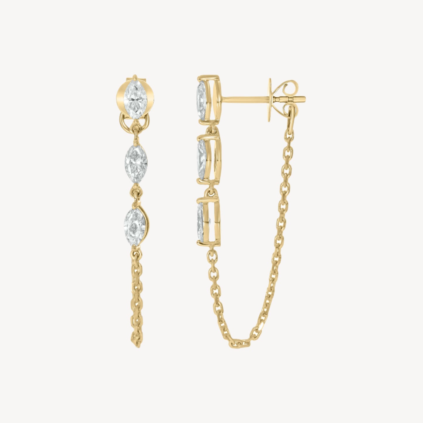 3 Marquise Chain Earrings
