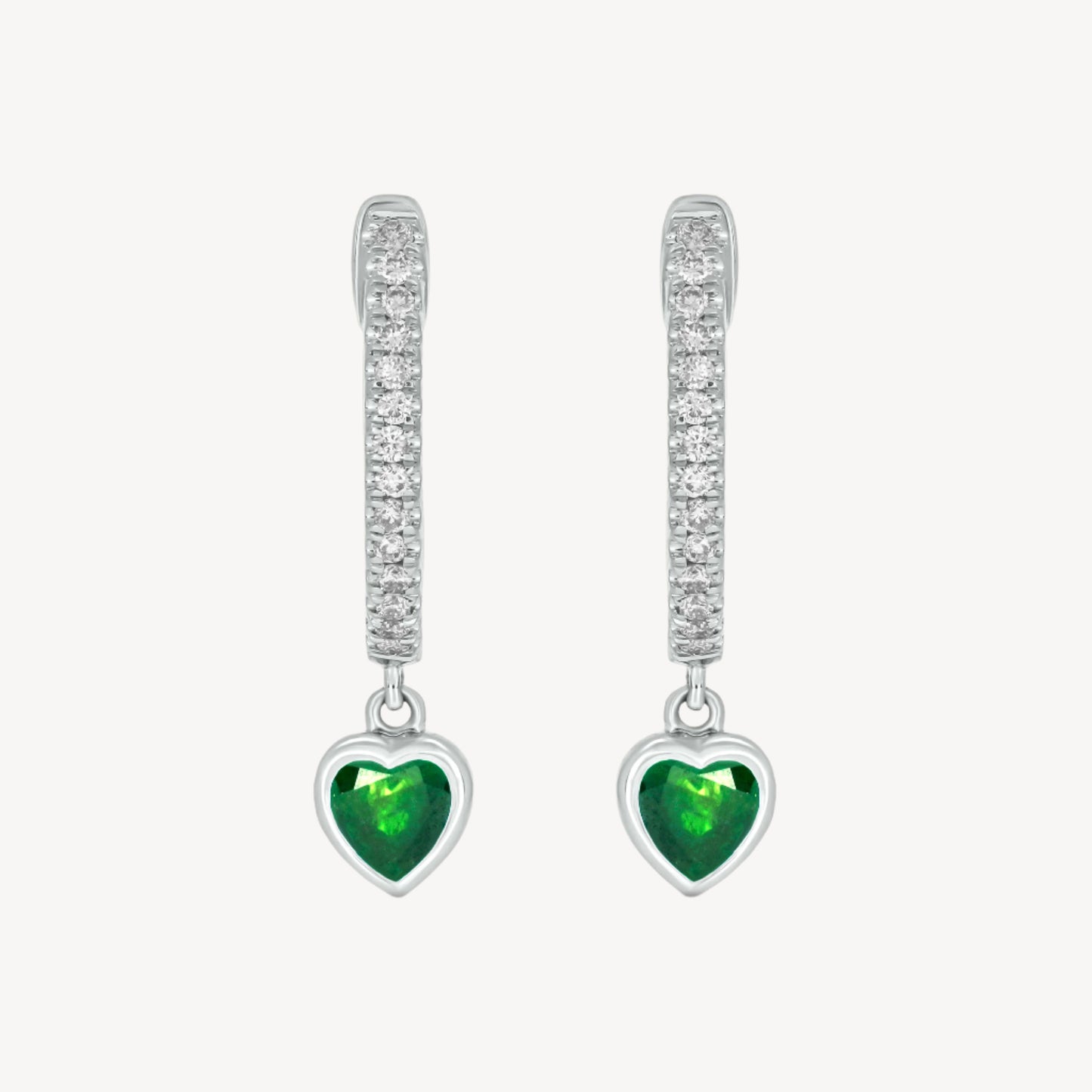 Pave Heartstone Hoops