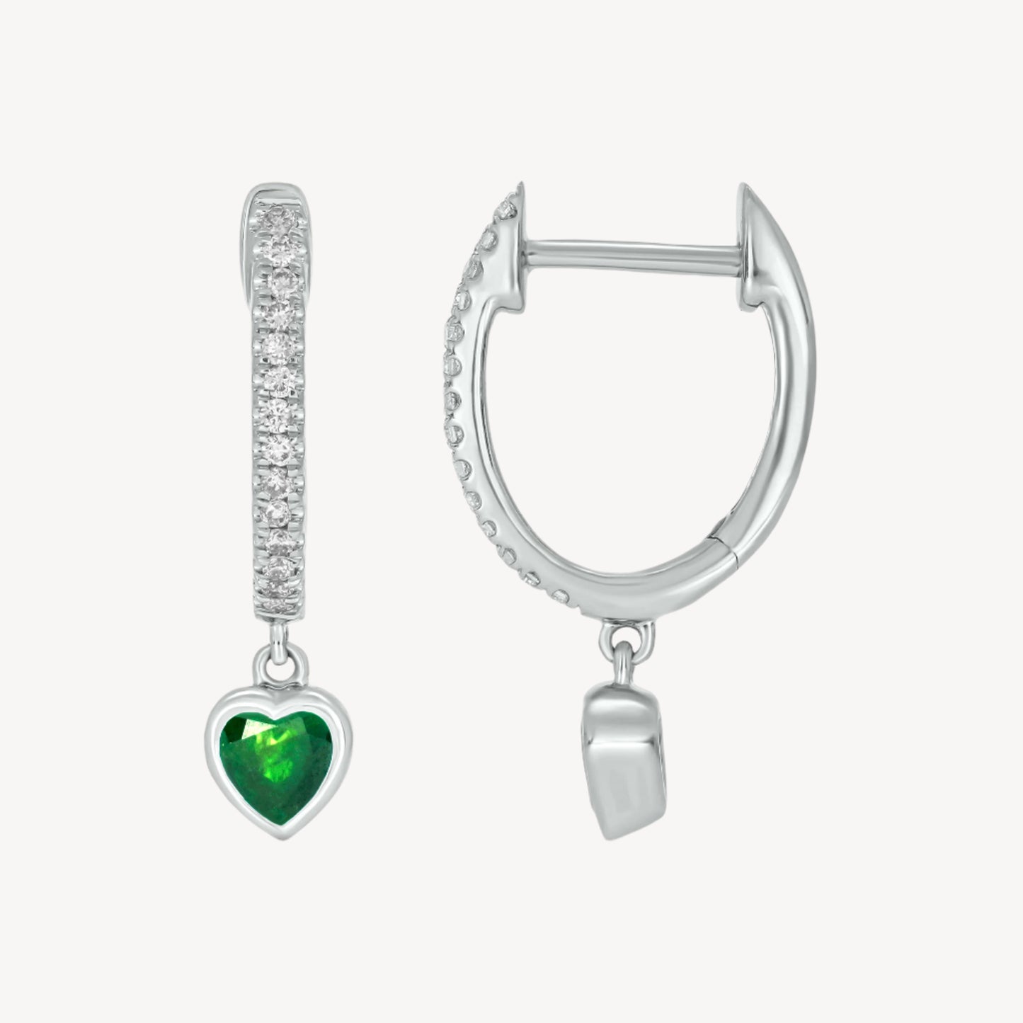 Pave Heartstone Hoops
