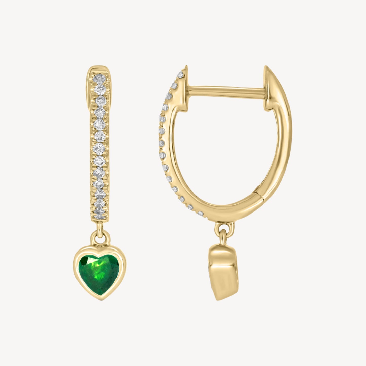Pave Heartstone Hoops