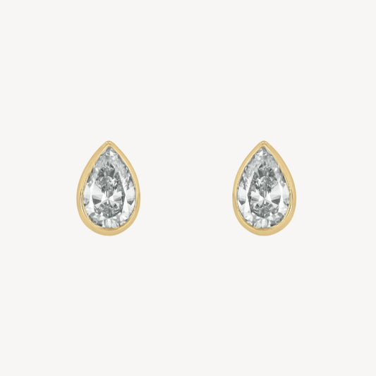 0.39 Pear Bezel Studs