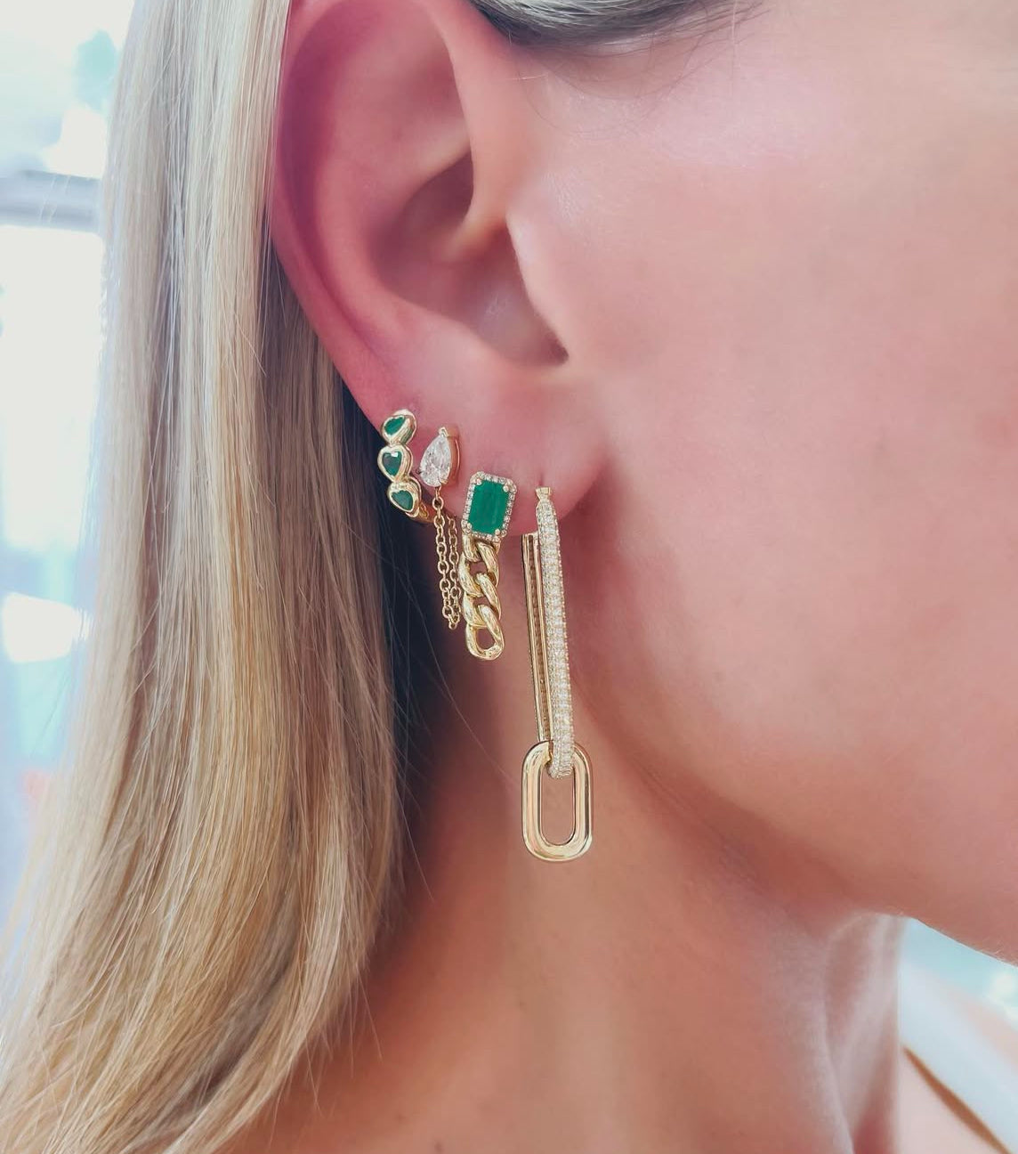 Emerald Heart Hoops