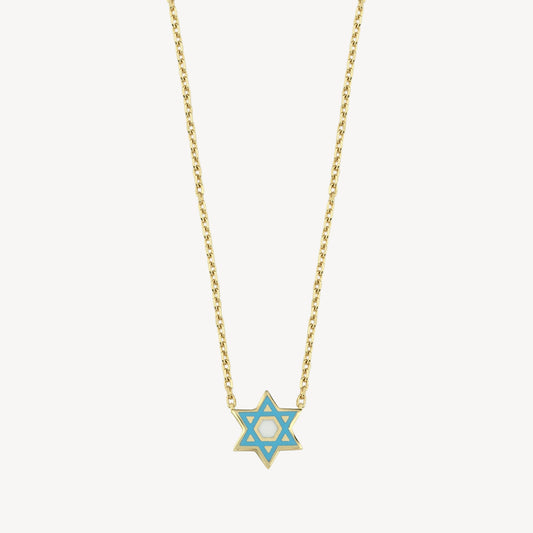 Blue & White Star of David Necklace