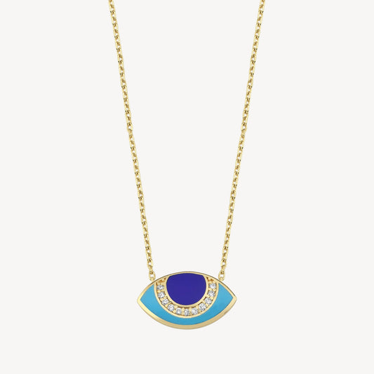 Blue Enamel Eye Necklace