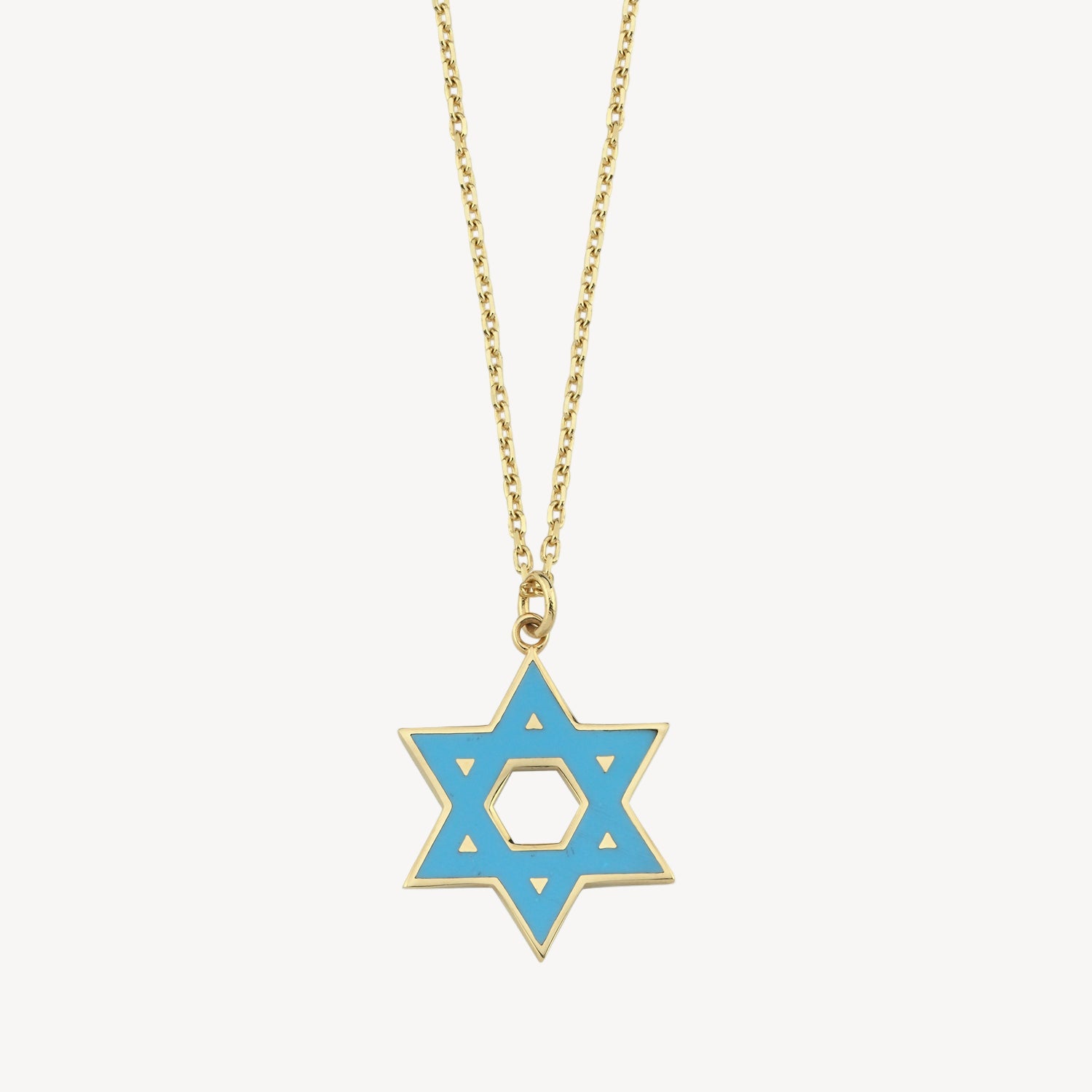 Blue Enamel Star of David Necklace