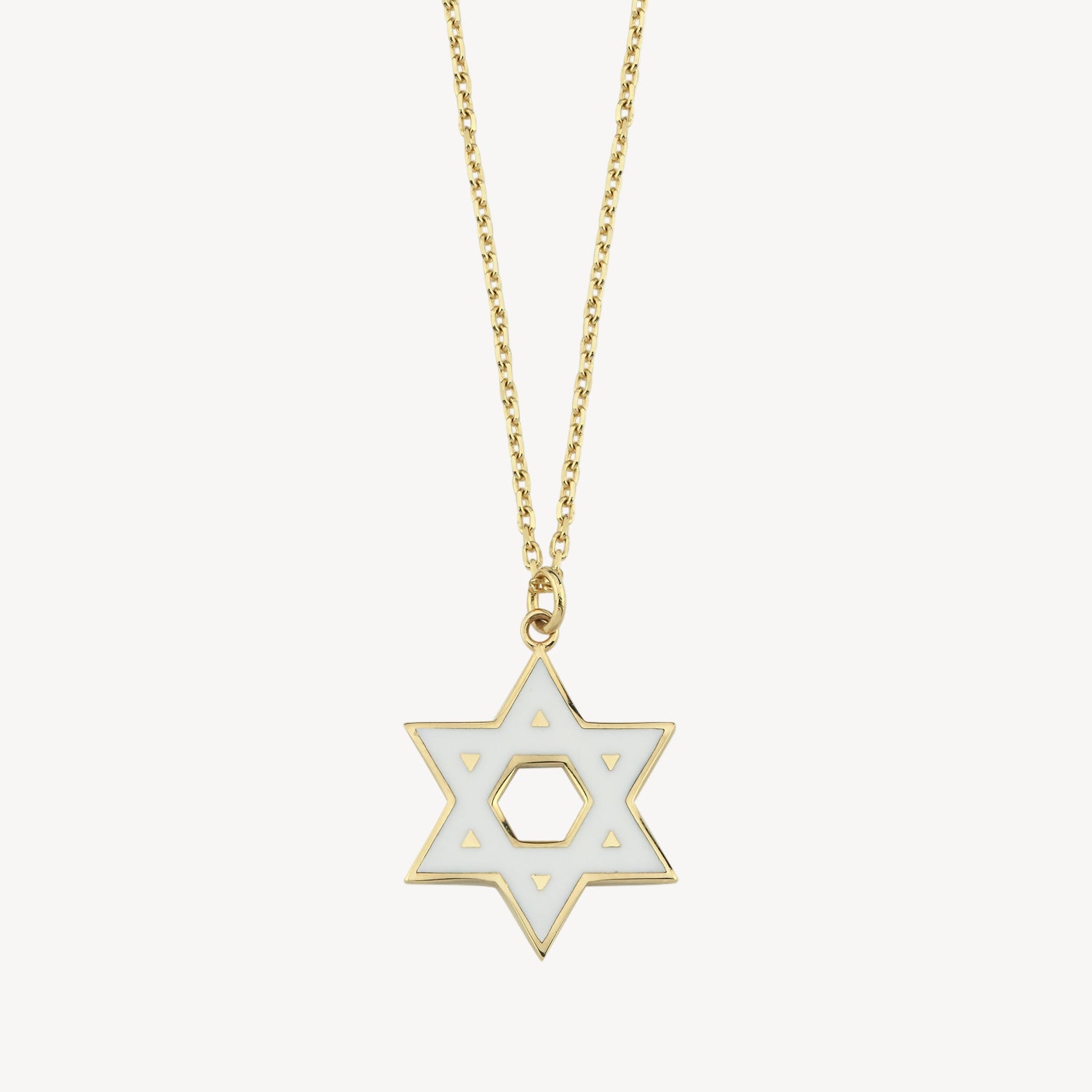 White Enamel Star of David Necklace