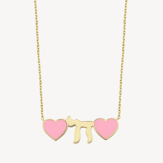 Pink Heart Chai Necklace