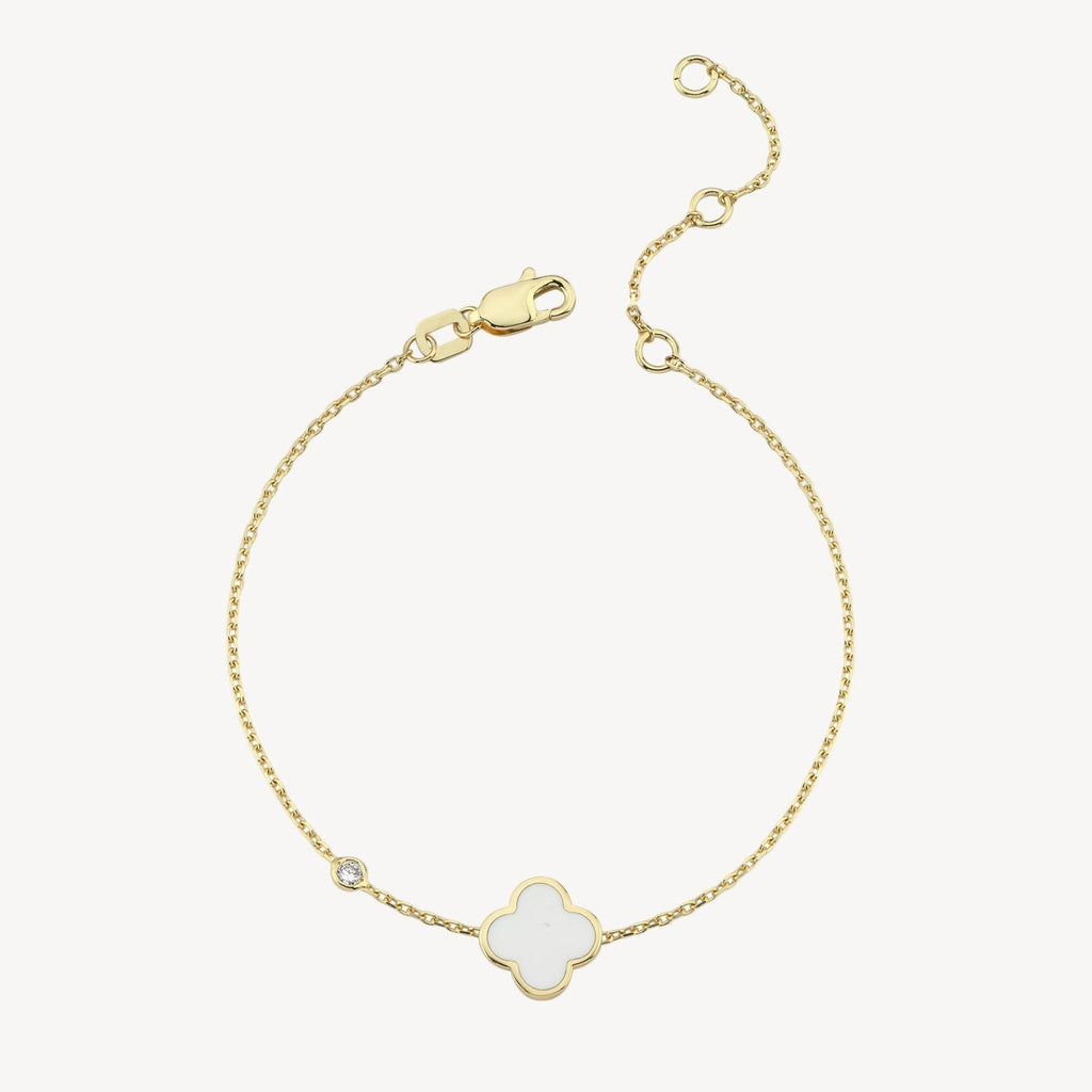 White Enamel Clover Bracelet