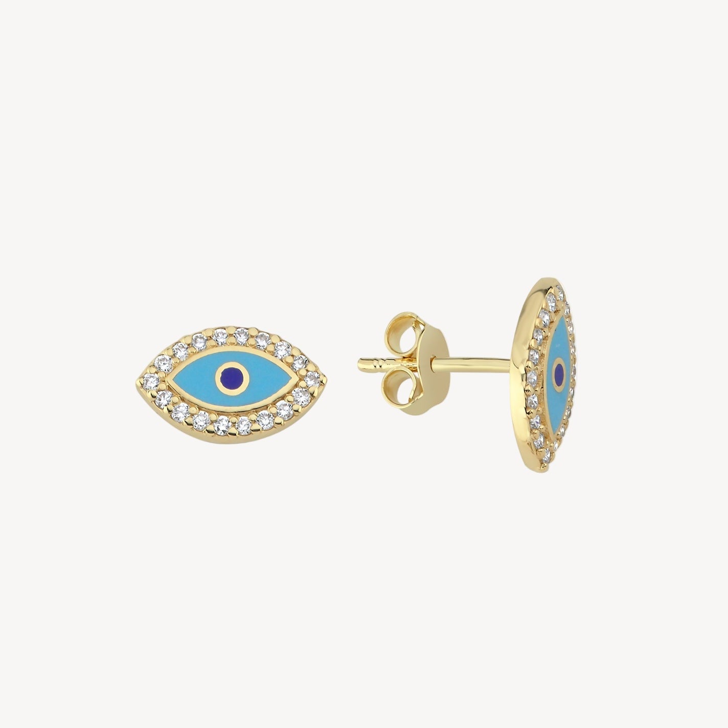 Pave Blue Enamel Eye Studs