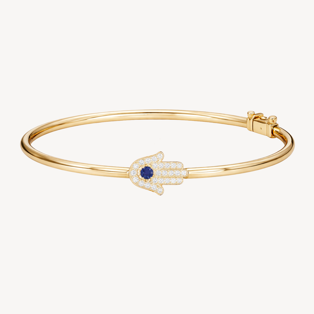 Blue Sapphire Hamsa Bangle