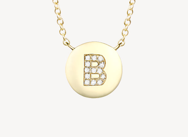 Circle Initial Necklace - B