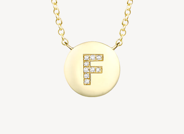 Circle Initial Necklace - F
