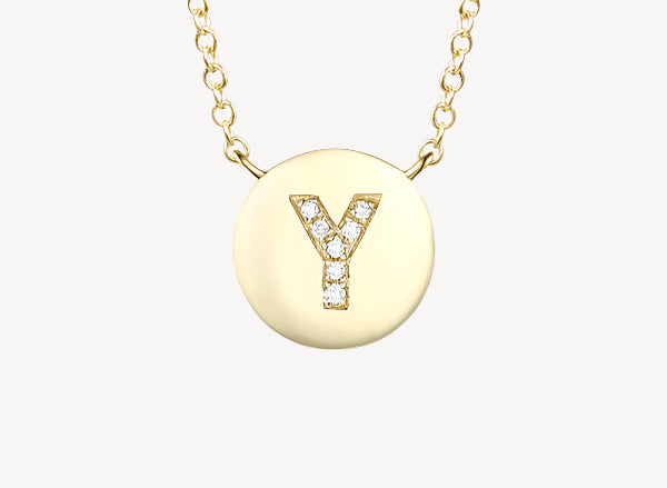 Circle Initial Necklace - Y