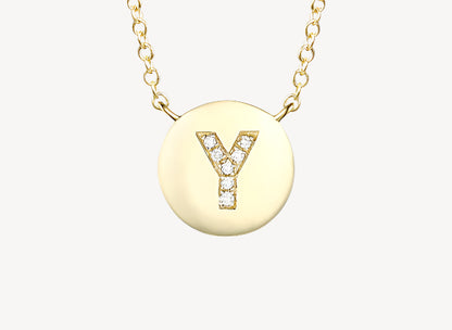 Circle Initial Necklace - Y
