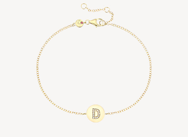 Circle Initial Bracelet - D