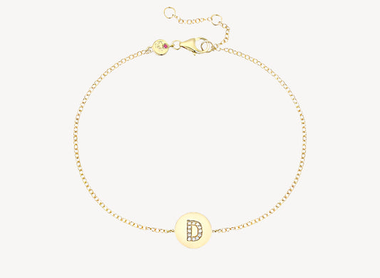 Circle Initial Bracelet - D