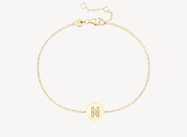 Circle Initial Bracelet - N