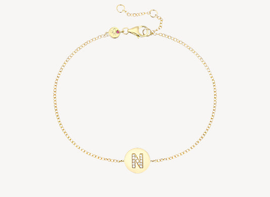 Circle Initial Bracelet - N