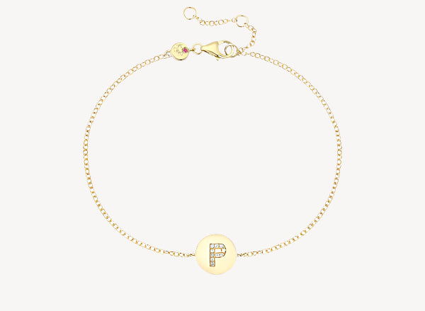 Circle Initial Bracelet - P