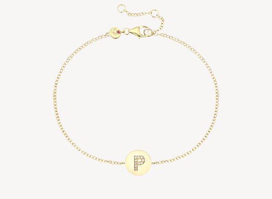 Circle Initial Bracelet - P