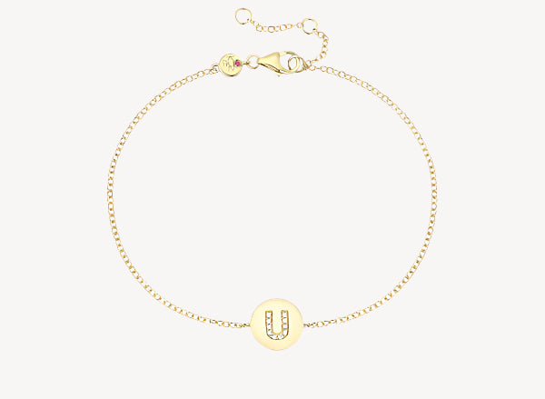 Circle Initial Bracelet - U