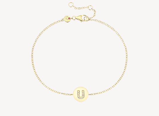 Circle Initial Bracelet - U