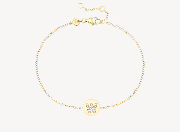 Circle Initial Bracelet - W