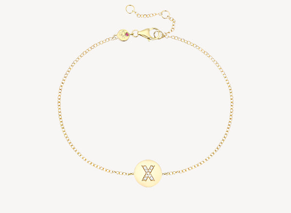 Circle Initial Bracelet - X