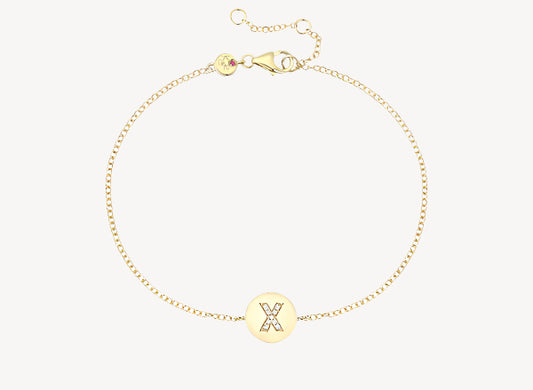 Circle Initial Bracelet - X