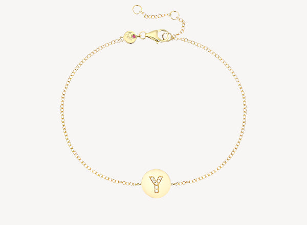 Circle Initial Bracelet - Y