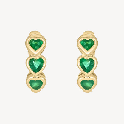 Emerald Heart Hoops