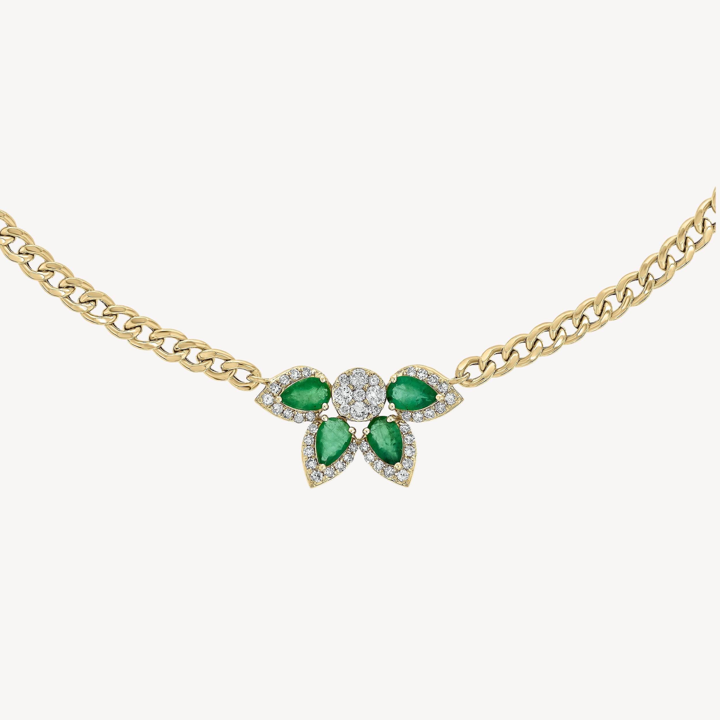 Flower Cuban Link Necklace