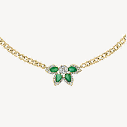 Flower Cuban Link Necklace