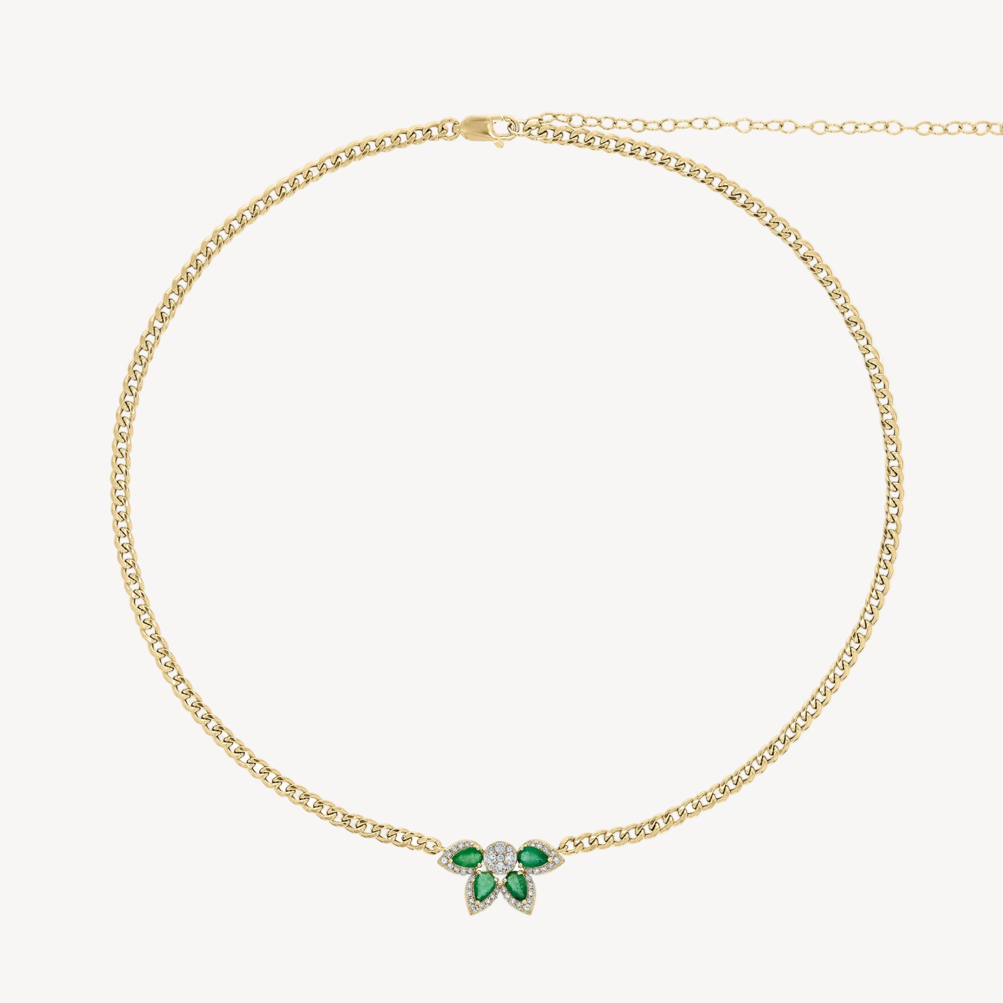 Flower Cuban Link Necklace