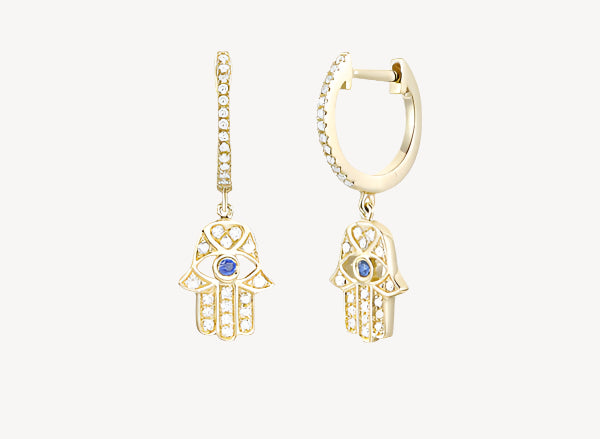 Blue Luck Hamsa Hoops