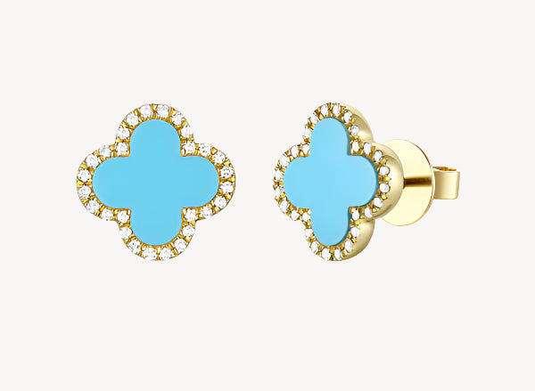 Turquoise Clover Studs