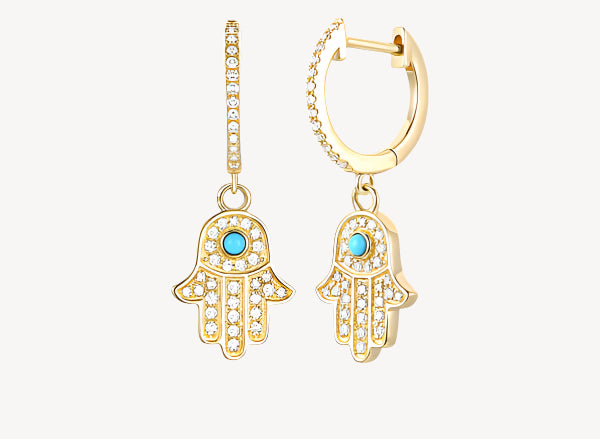Turquoise Hamsa Hoops