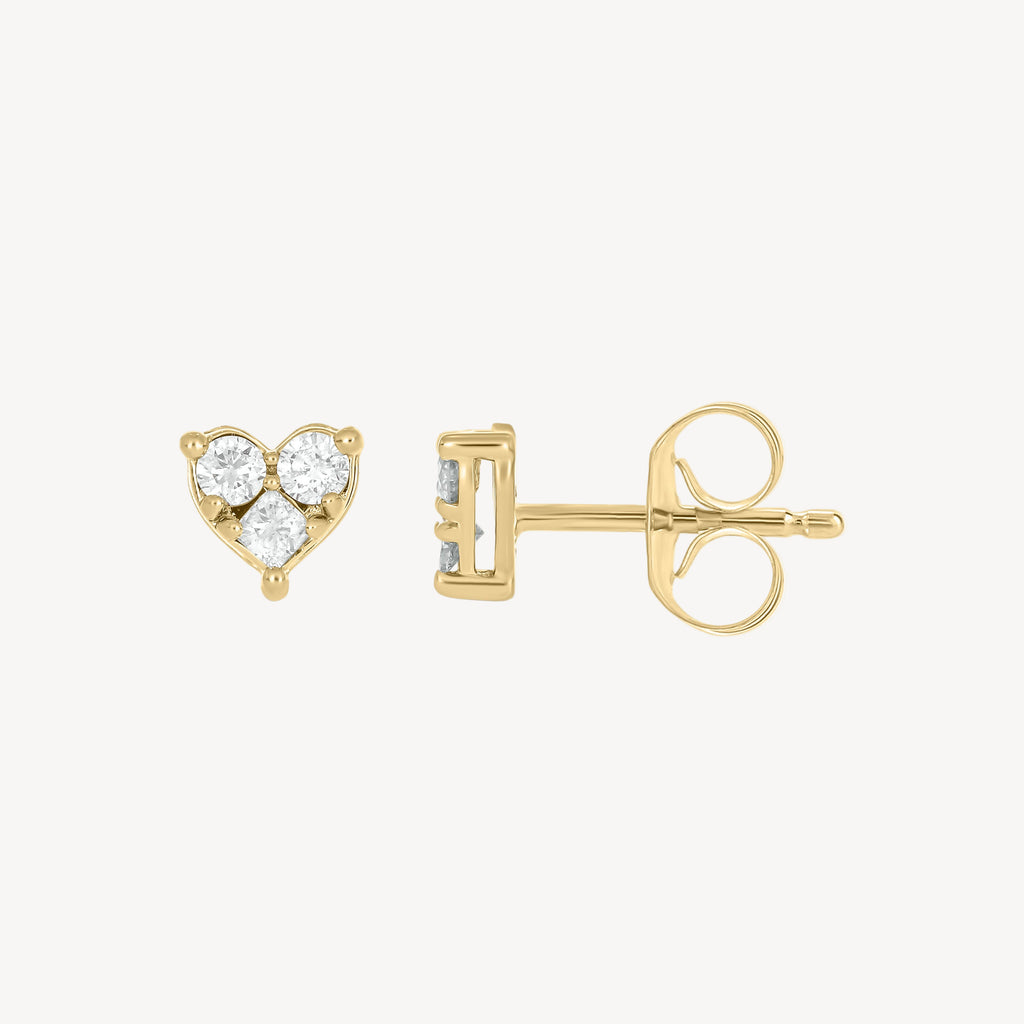 3 Diamond Heart Studs
