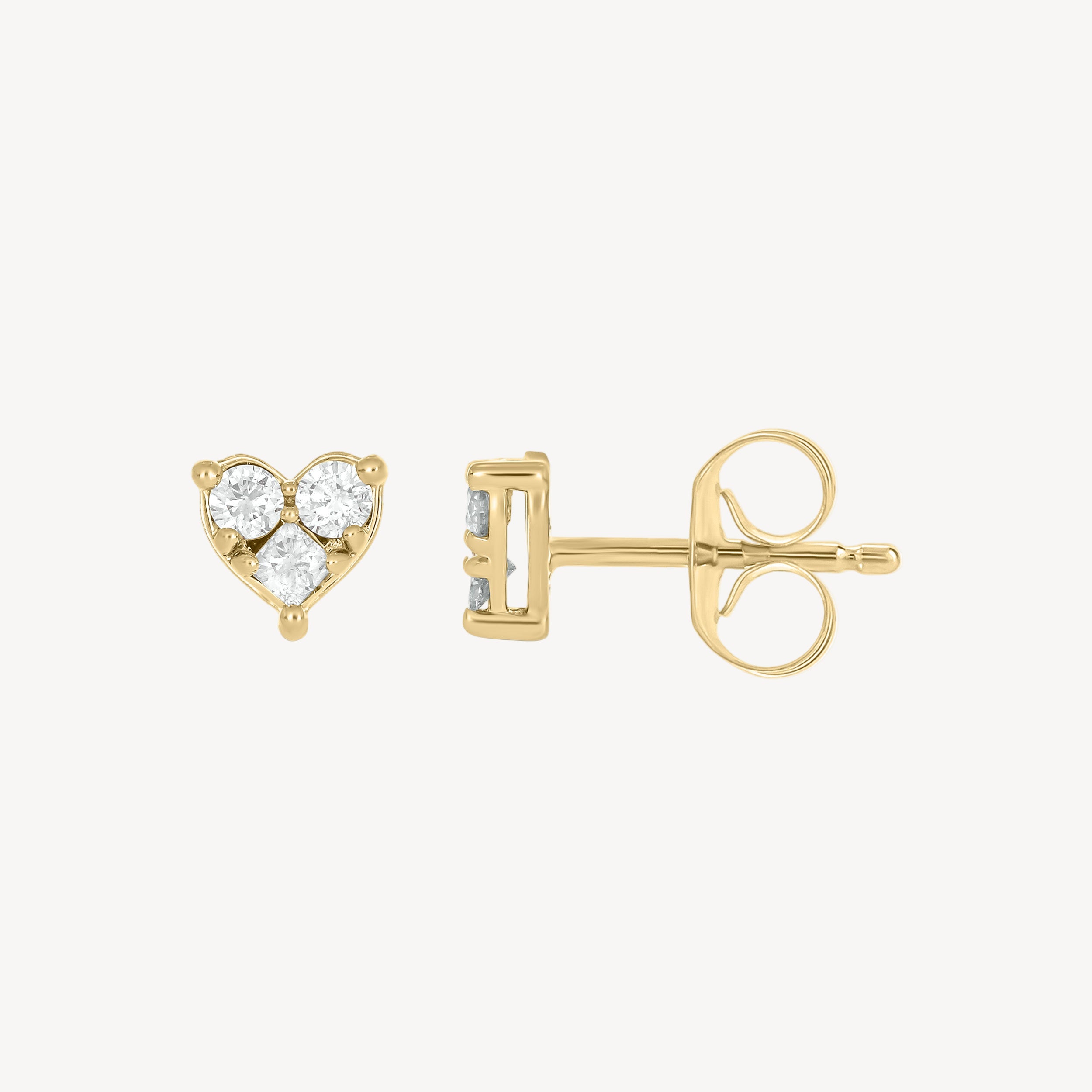 3 Diamond Heart Studs