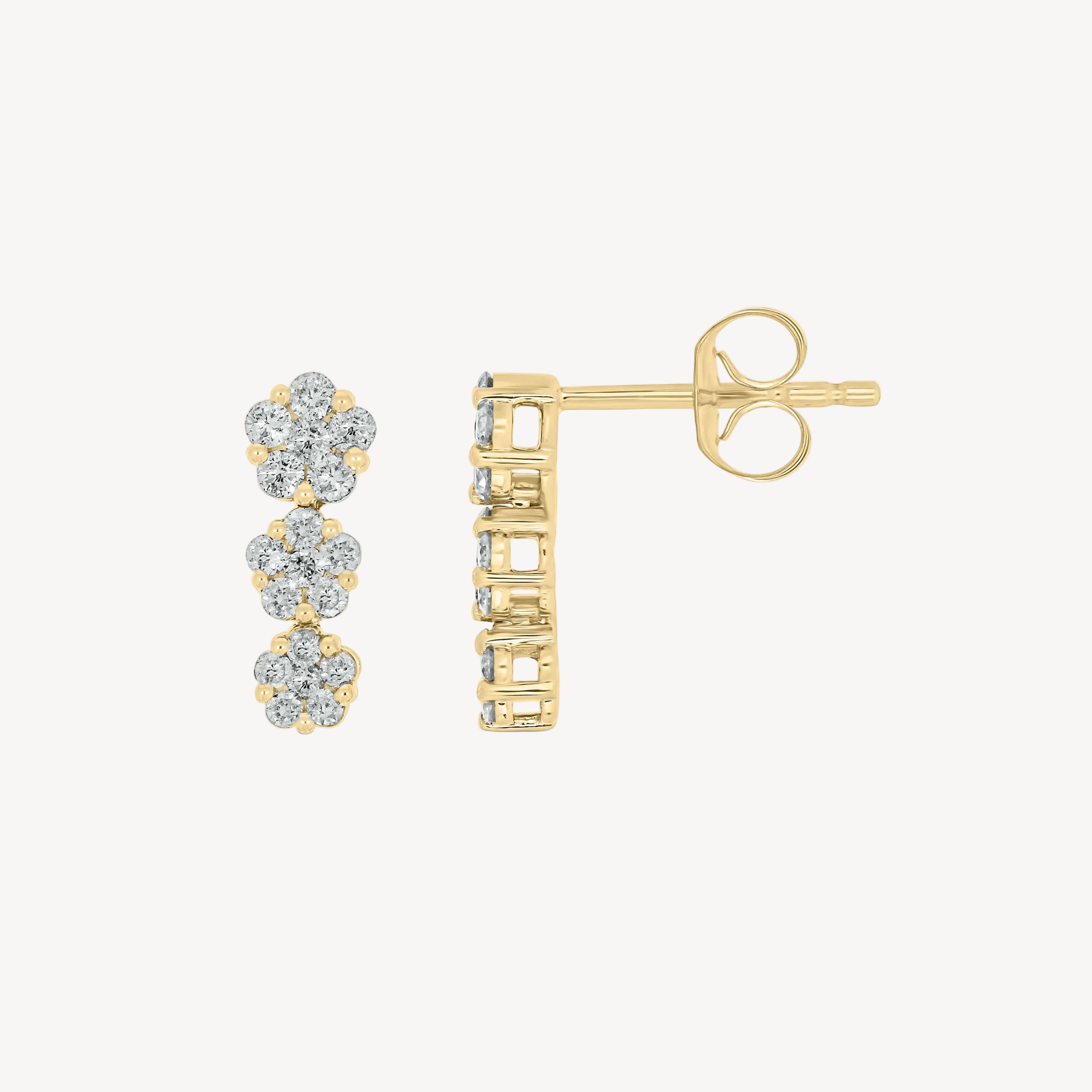 3 Drop Flower Earrings