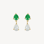 Emerald Pear-pear Dangle Studs
