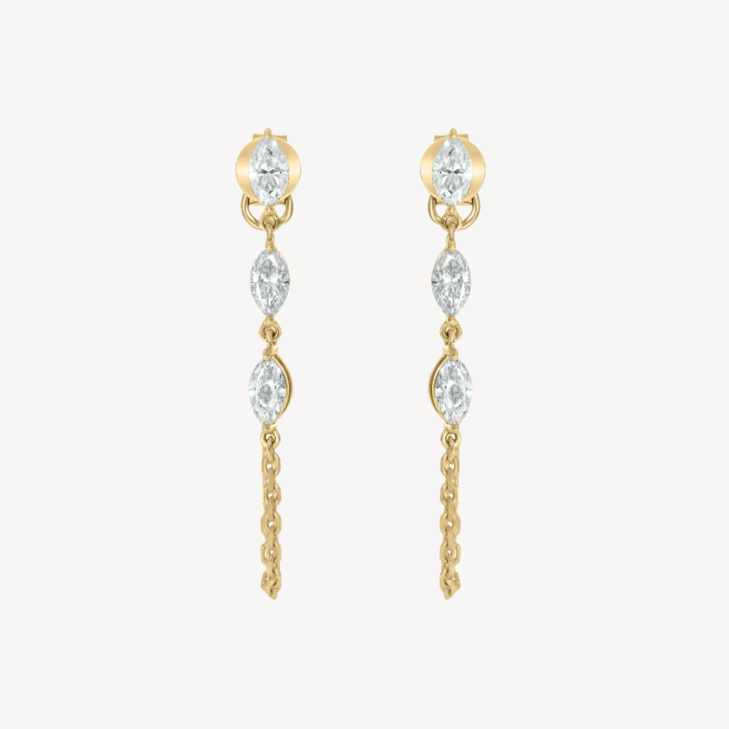 3 Marquise Chain Earrings