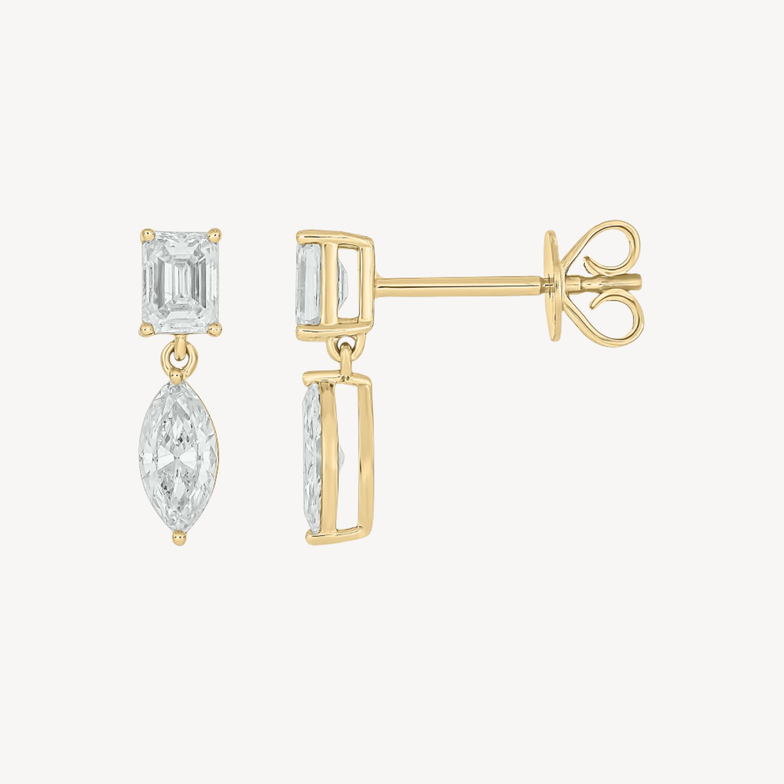 Baguette-marquise Dangle Studs
