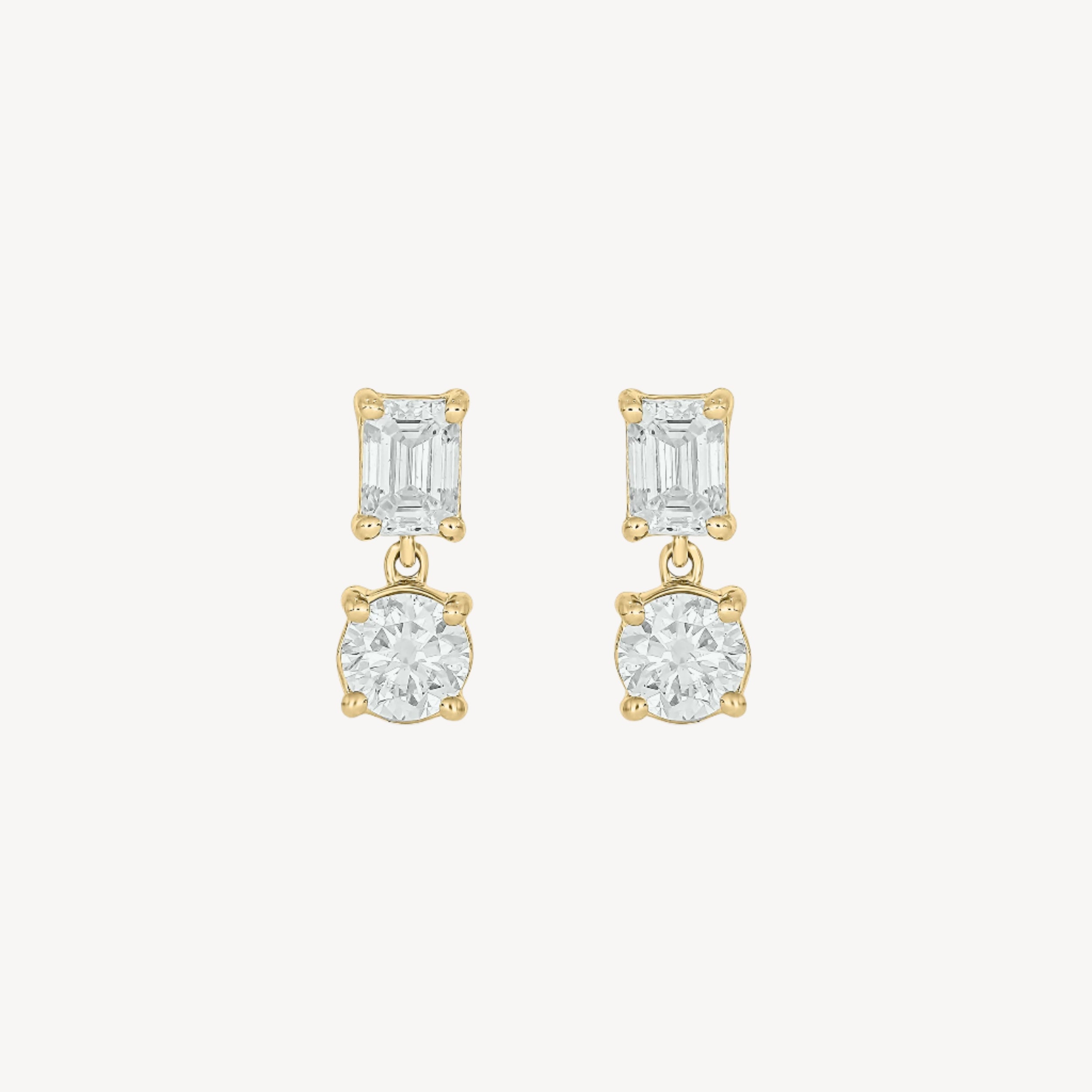 Baguette-circle Dangle Studs
