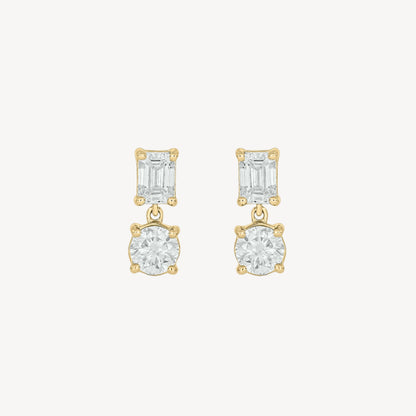 Baguette-circle Dangle Studs