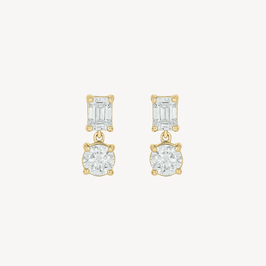 Baguette-circle Dangle Studs